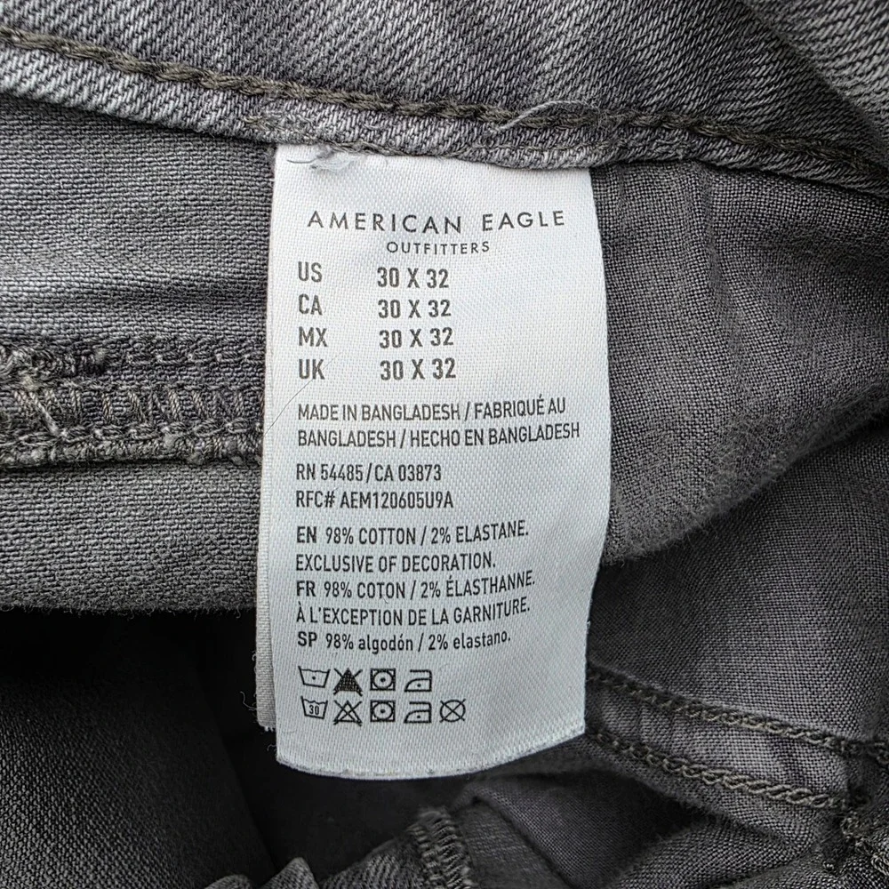 American Eagle Ne(x)t Level Flex Mens Gray Slim Straight Jeans 30x32 Stretch